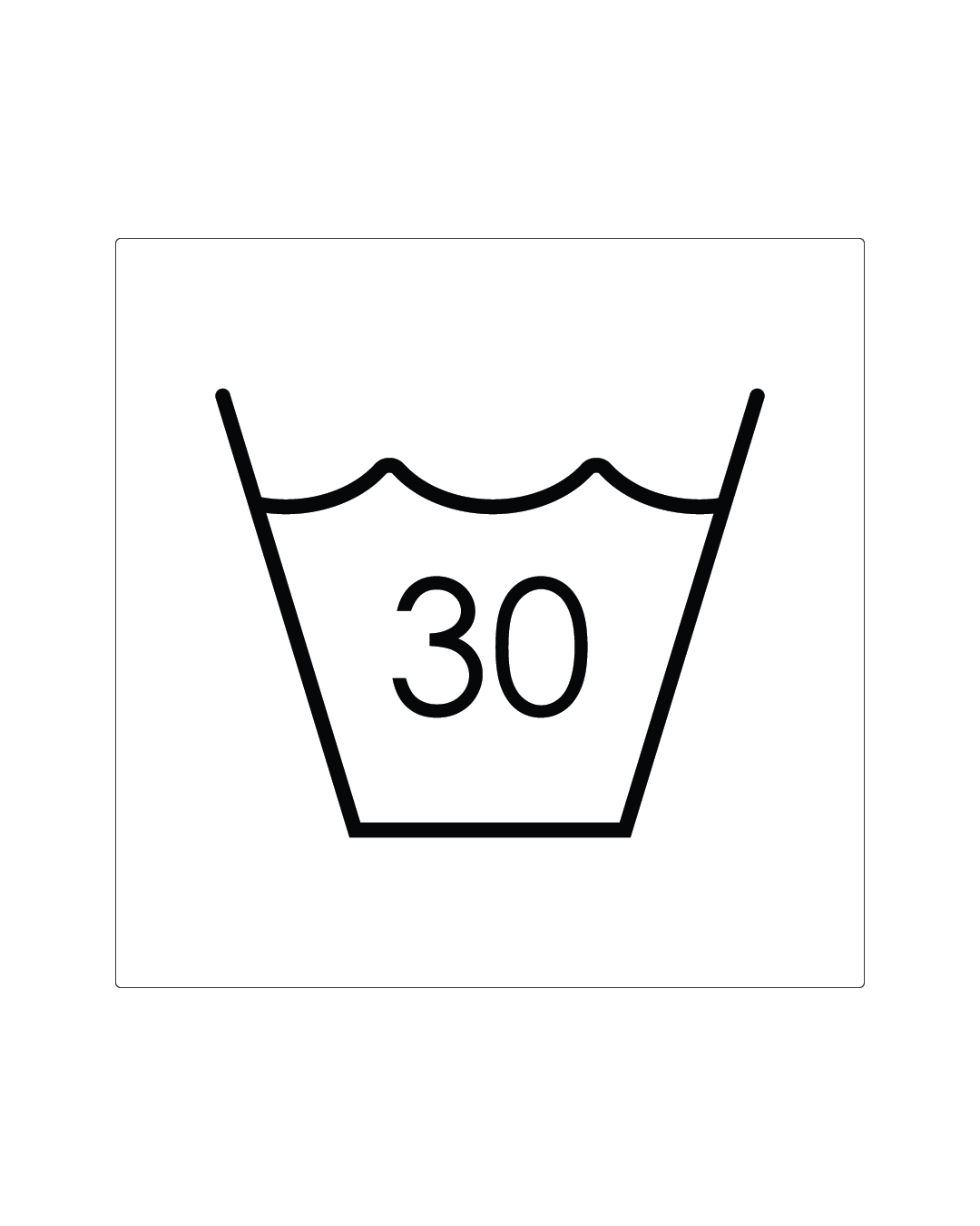 tvättsymbol självhäftande, valfritt gradantal. Vit, fyrkantig skylt - 30 grader