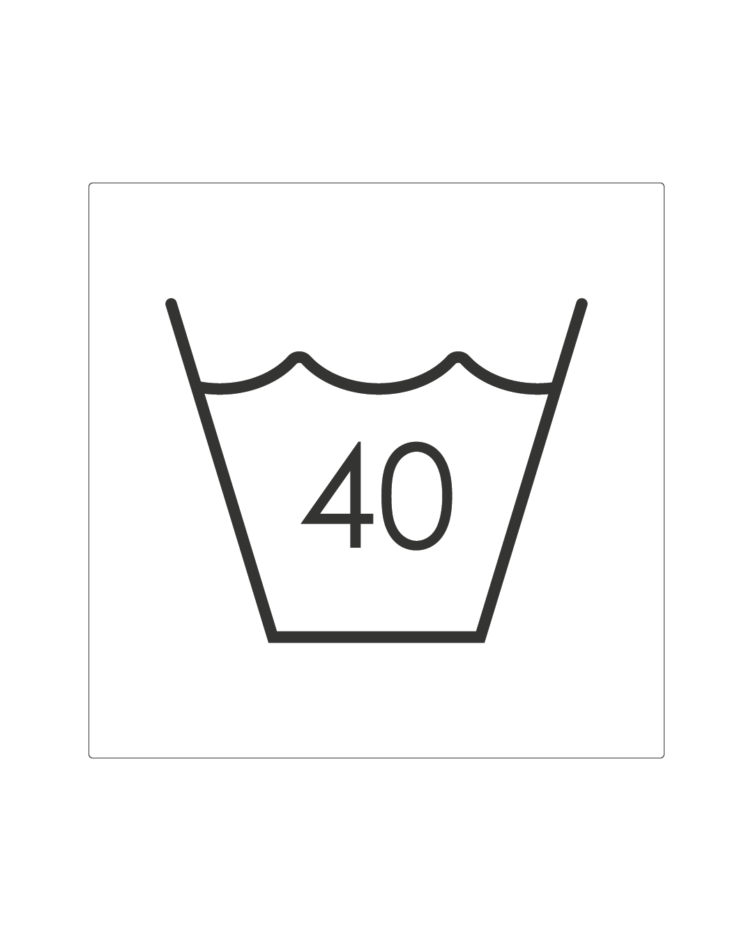 tvättsymbol självhäftande, valfritt gradantal. Vit, fyrkantig skylt - 40 grader
