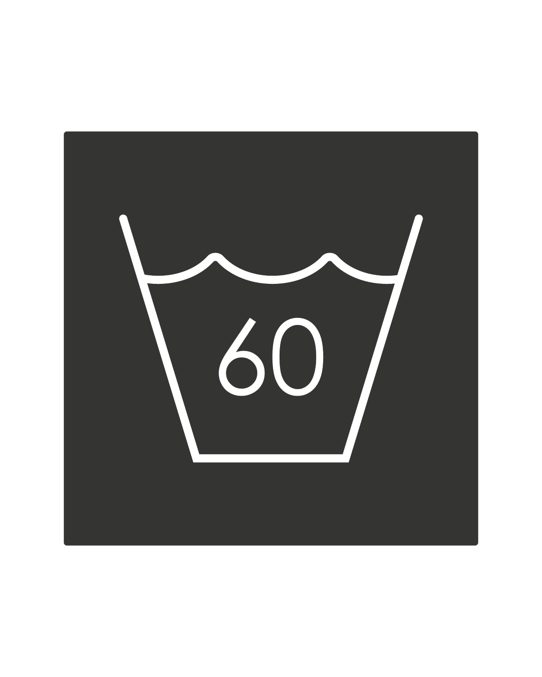 tvättsymbol självhäftande, valfritt gradantal. Svart, fyrkantig skylt - 60 grader