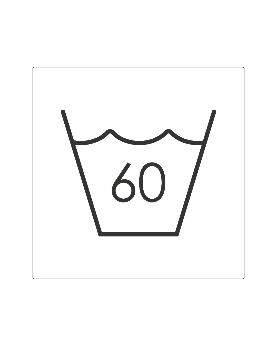 tvättsymbol självhäftande, valfritt gradantal. Vit, fyrkantig skylt - 60 grader