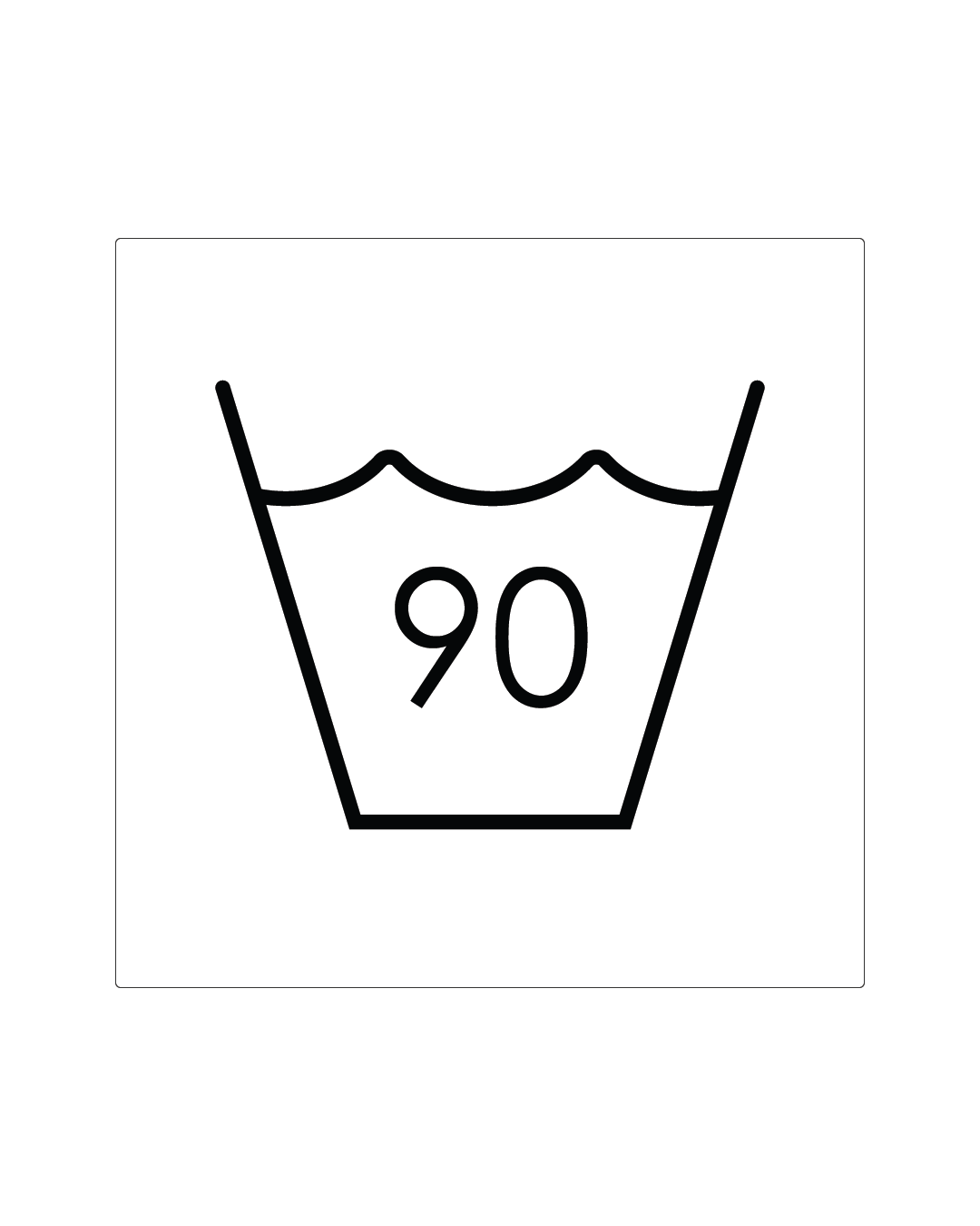 tvättsymbol självhäftande, valfritt gradantal. Vit, fyrkantig skylt - 90 grader