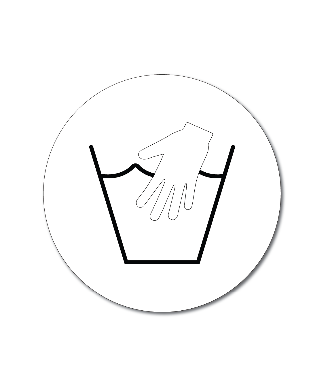 tvättsymbol självhäftande, valfritt gradantal, vit & rund skylt