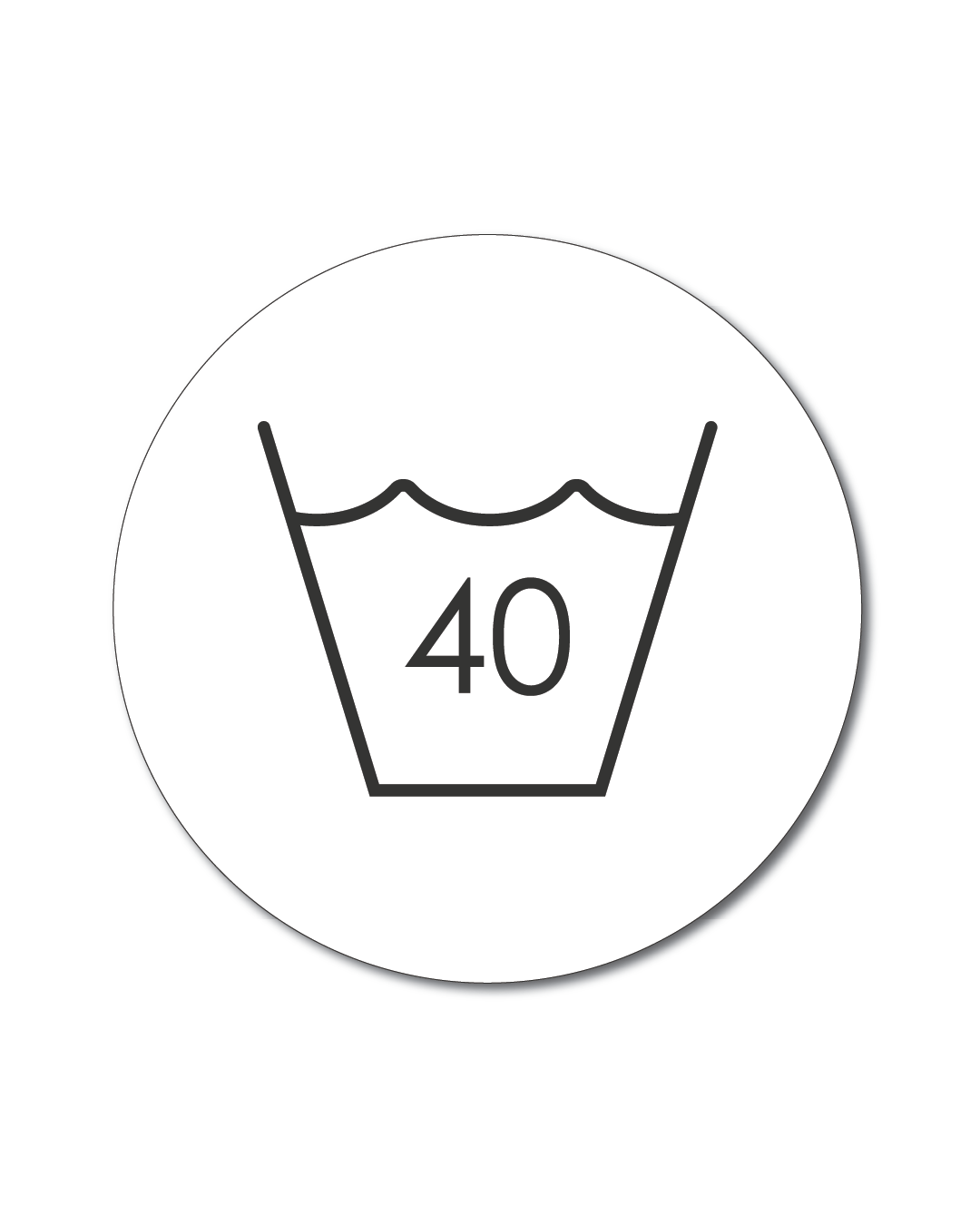 tvättsymbol självhäftande, valfritt gradantal, vit & rund skylt