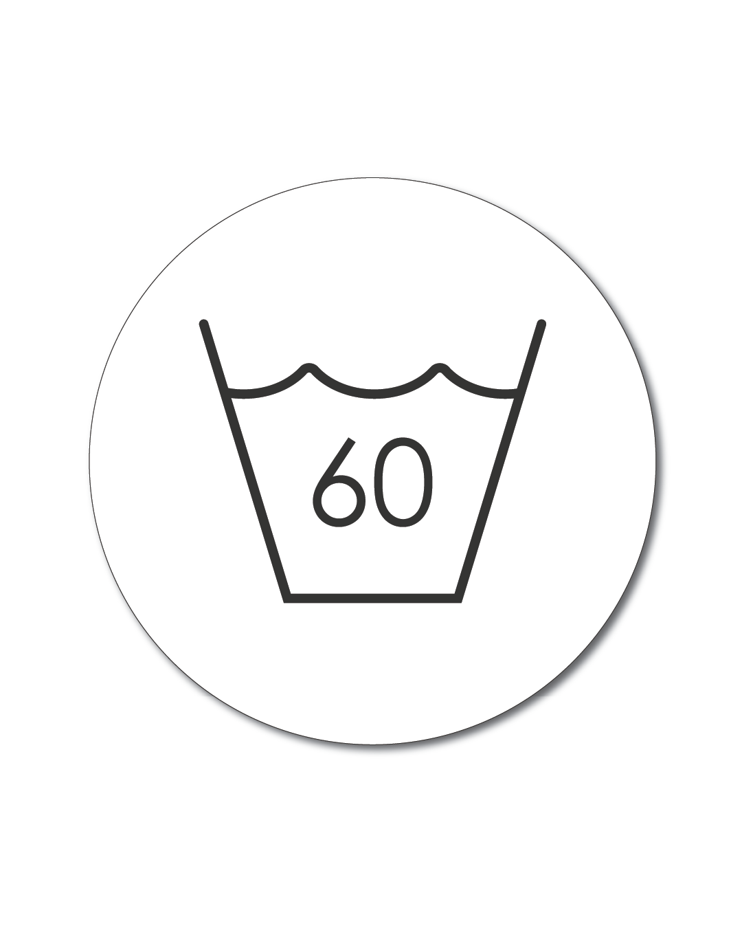 tvättsymbol självhäftande, valfritt gradantal, vit & rund skylt