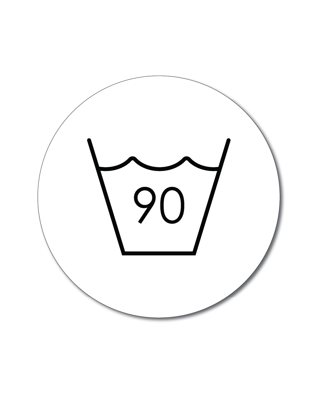 tvättsymbol självhäftande, valfritt gradantal, vit & rund skylt