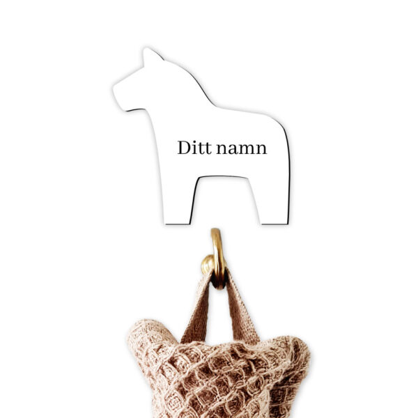 Namnskylt dalahäst flera färger. Dubbelhäftande